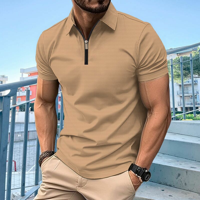 Baju Golf pria, kaus POLO 3D kasual lengan pendek musim panas pakaian jalan pria pengukuran Eropa