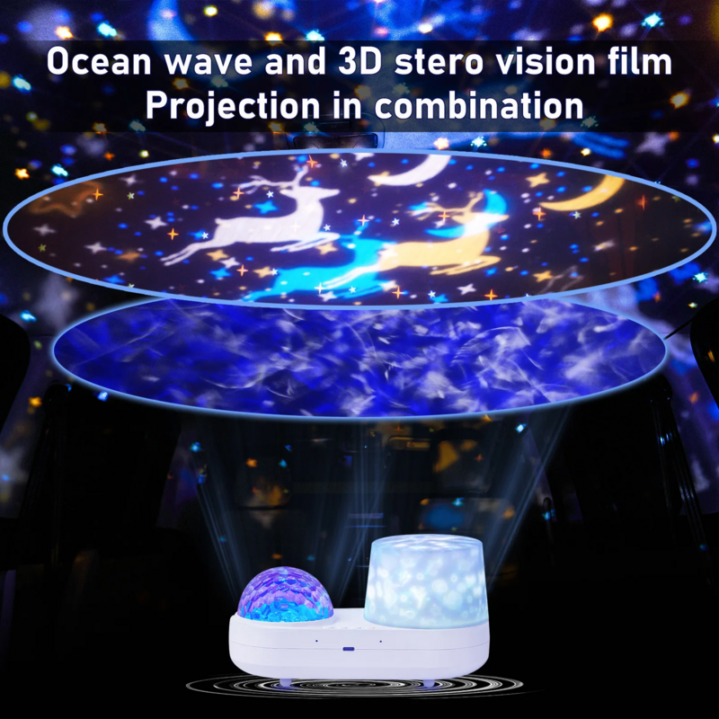 Proyector LED de cielo estrellado y Océano, lámpara de proyección con rotación de 360 grados, iluminación para decoración del hogar y dormitorio, regalo para niños