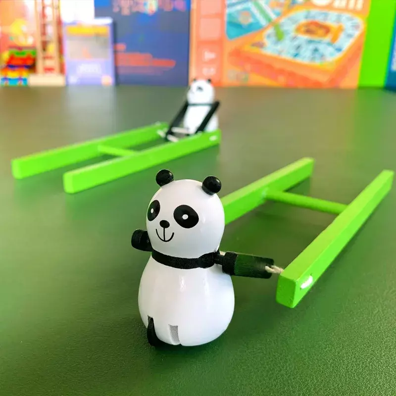 Wooden Panda Decompression Toys for Children, Flip Heel, Creative, Fun, Acrobatic, Pull, Presentes de Natal, Novidade Presentes