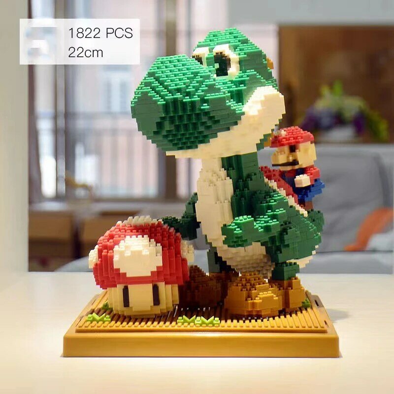 Cartoon Super Mario Brick Yoshi Blocks Anime Figures Mario Building Blocks Assemble Kids Toys