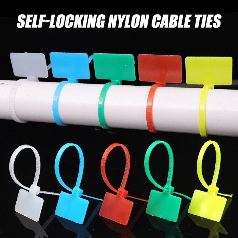 Easy Mark-Attaches de câble en nylon, attaches de câble, boucle en plastique attro, marqueurs de données, charge, fil, alimentation, fermeture éclair autobloquante, 2x100mm, ensemble de 110 pièces