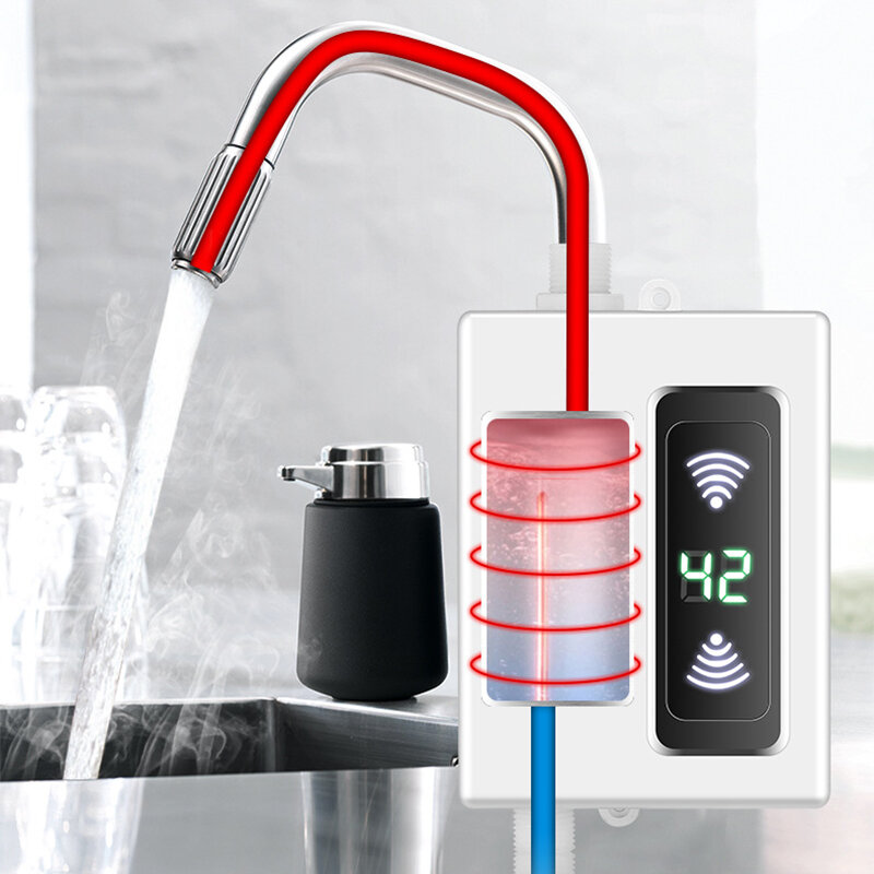3000w 220v aquecedor de água do banheiro cozinha instantânea elétrico aquecedor de água quente da torneira temperatura display torneira do chuveiro tankless