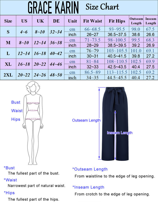 GK Women Straight Leg Pants With Belt Loose Fit Elastic High Waist Trousers Solid Causal Fashion Office Lady Ankle-length Pants