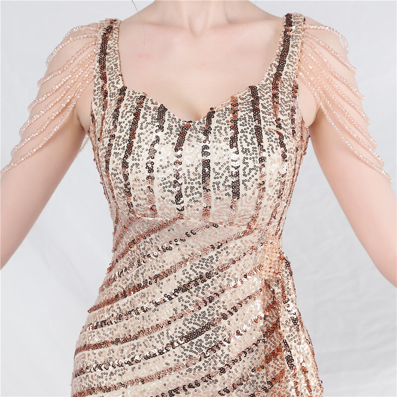 Женское вечернее платье-Русалка DEERVEADO с разрезом, блестками и бисером