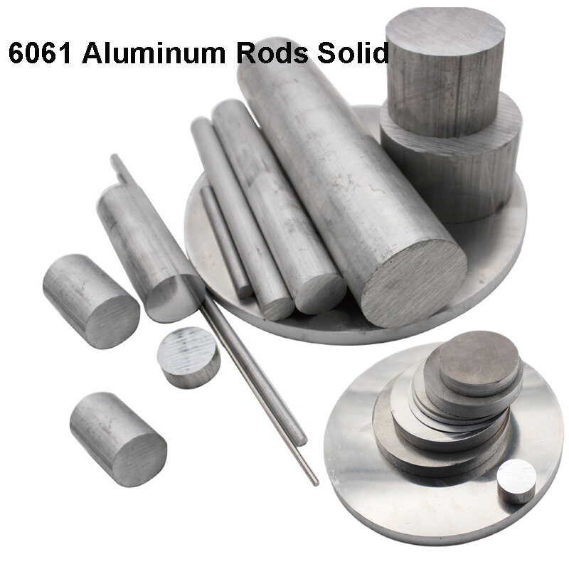 Barra redonda de alumínio Rod, boa densidade de galvanoplastia, diâmetro 2-200mm Comprimento 20-500mm, 6061, 10PCs, 1PC