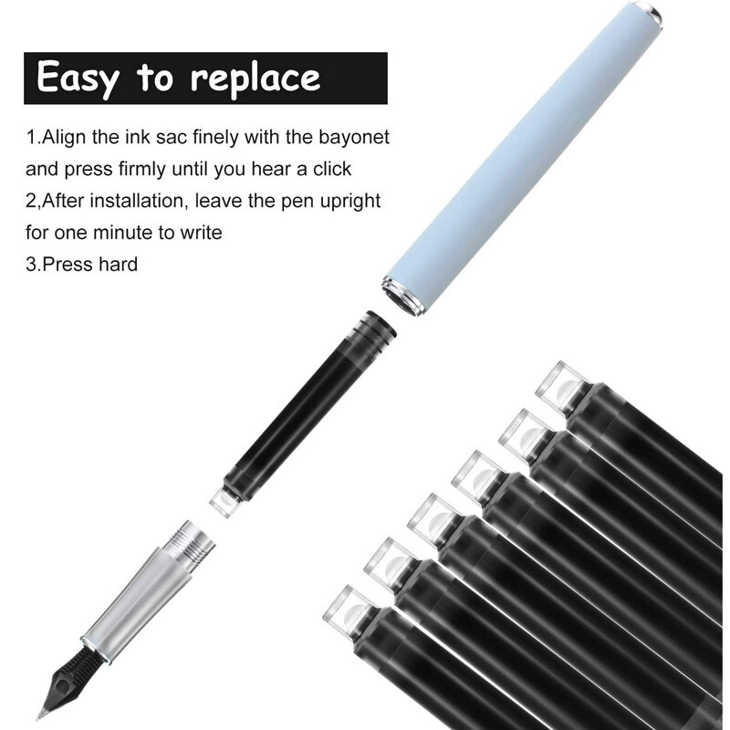 Recargas de bolígrafo de tinta importadas, 0,5mm, recarga de agua, negro, azul, 5 unidades