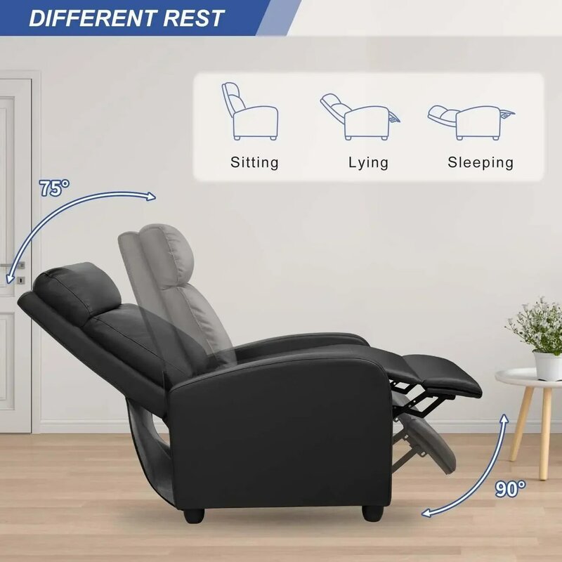 Silla reclinable de masaje para cine en casa, asiento de cuero Pu moderno para sala de estar, muebles con cojín acolchado, sofá reclinable