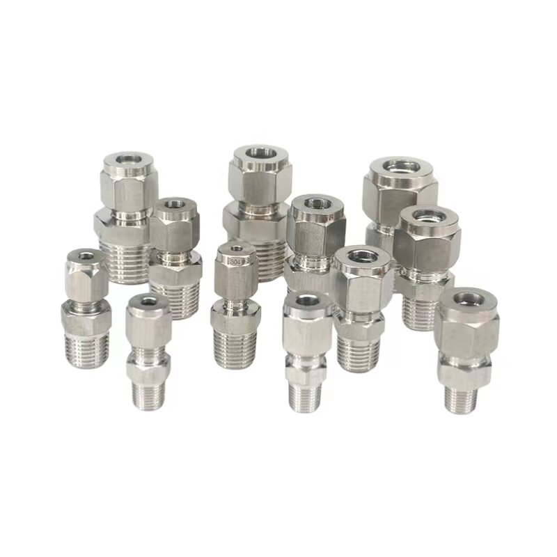 Ferrule Adapter 1/8" 1/4" 3/8" 1/2" 3/4" NPT Male Fit 3-20mm OD Tube 304 Stainless Steel Sleeve Pneumatic Air Compression 58 Bar