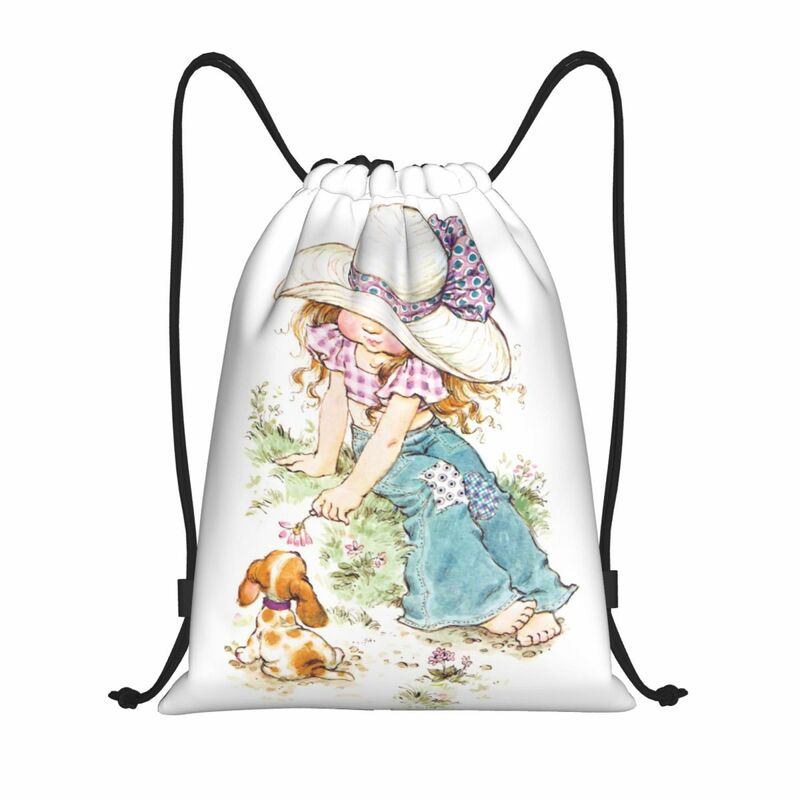 Niestandardowe Sarah Kay dla dzieci malarka plecak ze sznurkiem kobiet Sport na siłownię składana torba na zakupy artysta Anime worek