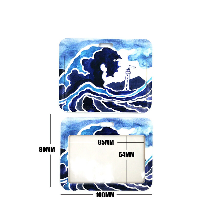 Kanagawa Hokusai Waves-Llavero de coche, tarjeta de identificación, insignia de teléfono móvil para gimnasio, decoraciones de llavero para niños