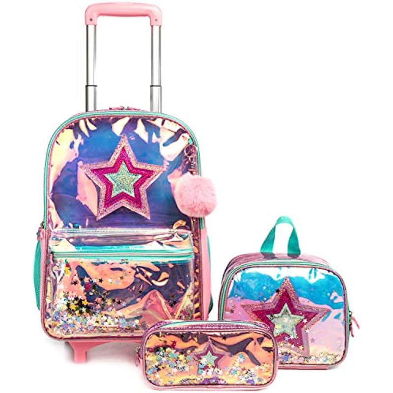 BIKAB 3 szt. Dziewczęce plecaki plecak dla dzieci na kółkach do tornistrów bagaż mochilas para niñas