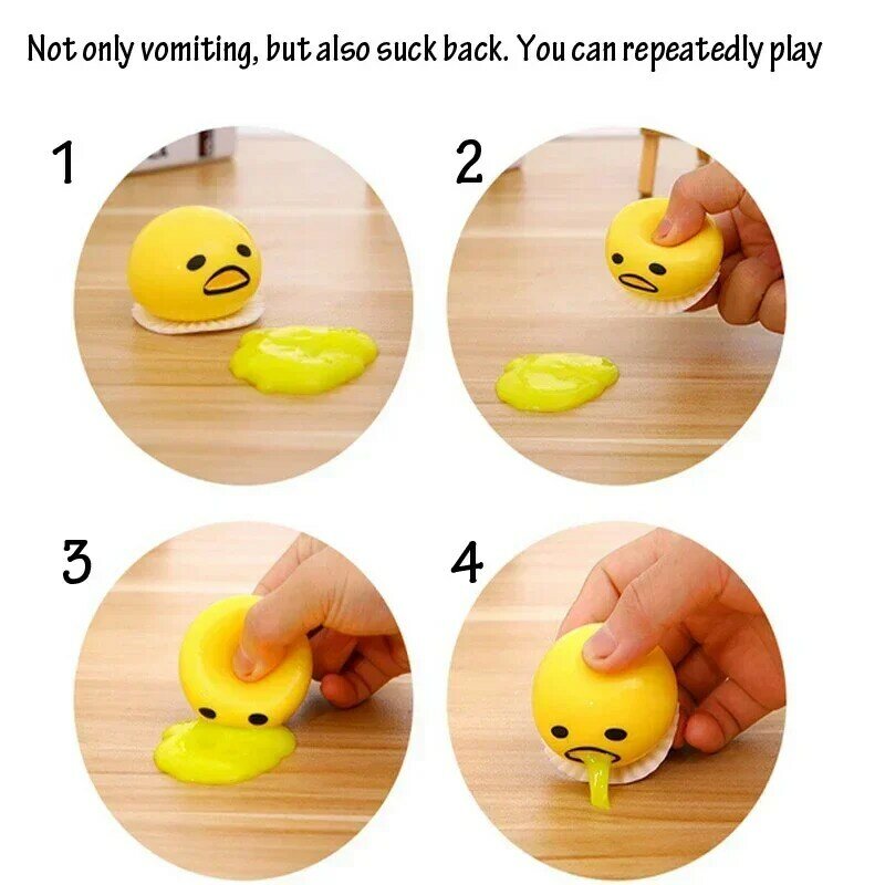 1 Pcs Squeeze Toy Puking Egg Yolk Stress Ball with Yellow Goop Relieve Stress Toy Funny Squeeze Tricky AntiStress Egg Toy