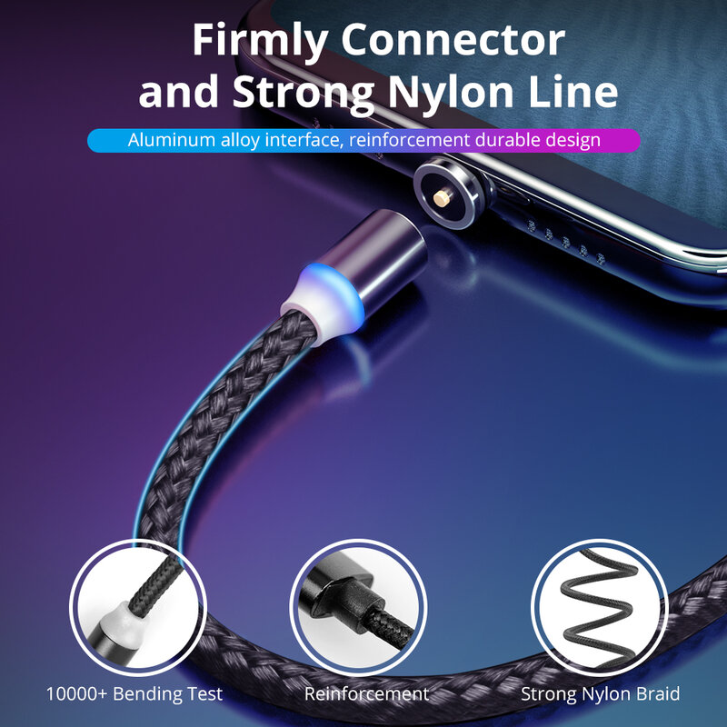 UVOOI-Cable de carga magnético tipo C, Cable magnético para Samsung, Xiaomi, cargador de teléfono móvil, Micro USB, para Iphone
