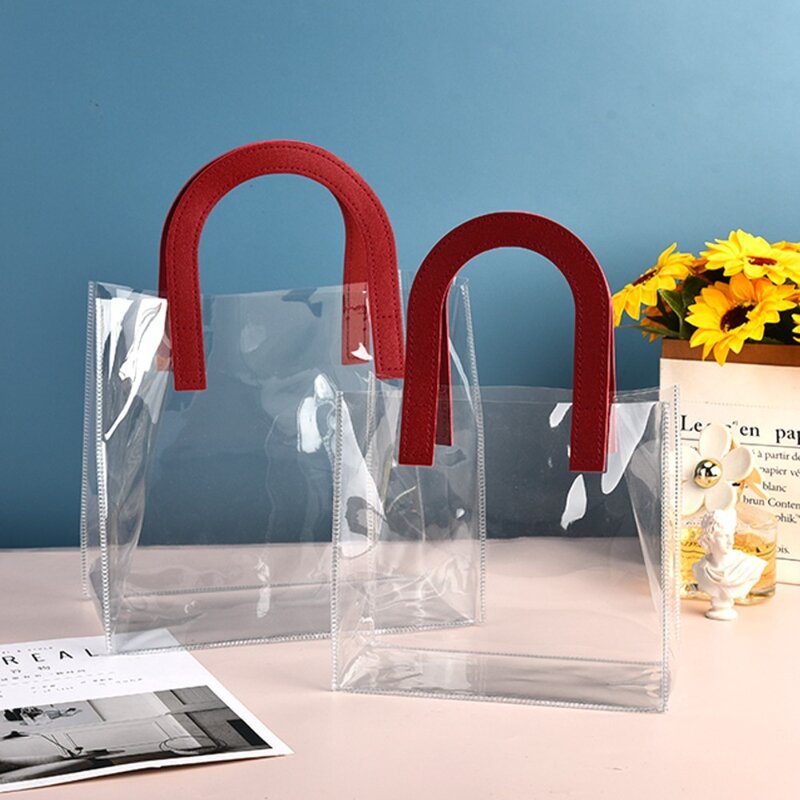 PVC 투명 토트백, 하이 퀄리티 U자형 손잡이, 투명 방수 보관 가방, 손 선물 가방