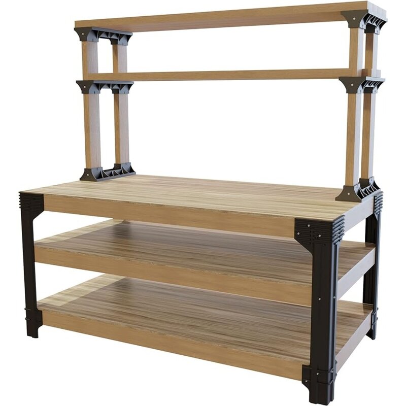 Рабочая скамья и система хранения стеллажей 2x4basics 90164MI на заказ, черного цвета, до 8 'x 4', могут быть изготовлены по любой длине или ширине