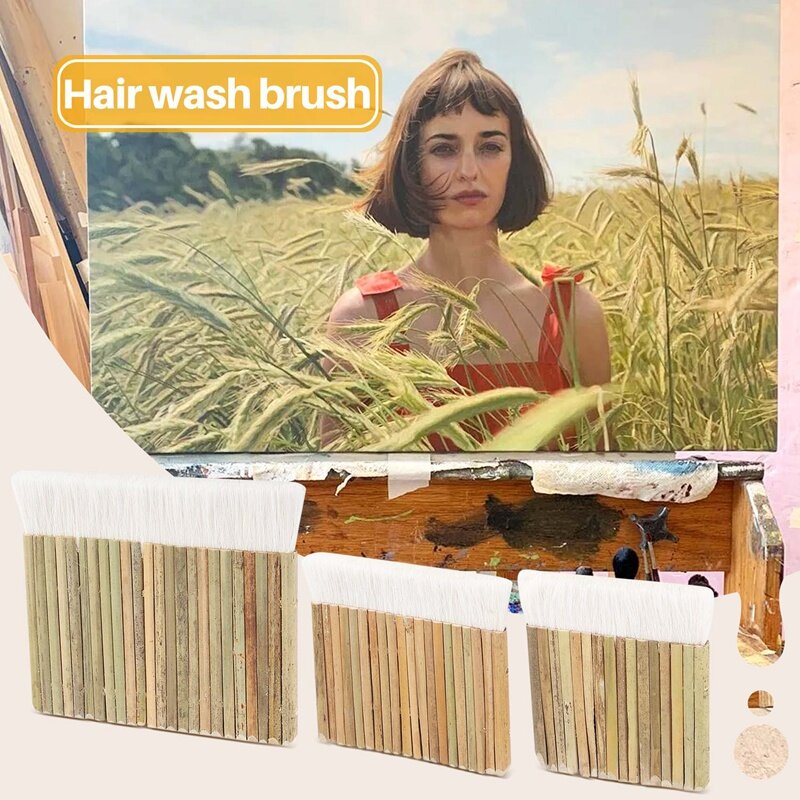 Sheep Hair Bamboo Handle Soft Latex Paint Brush, pincel para cerâmica, desenho, elaboração, 3 tamanhos