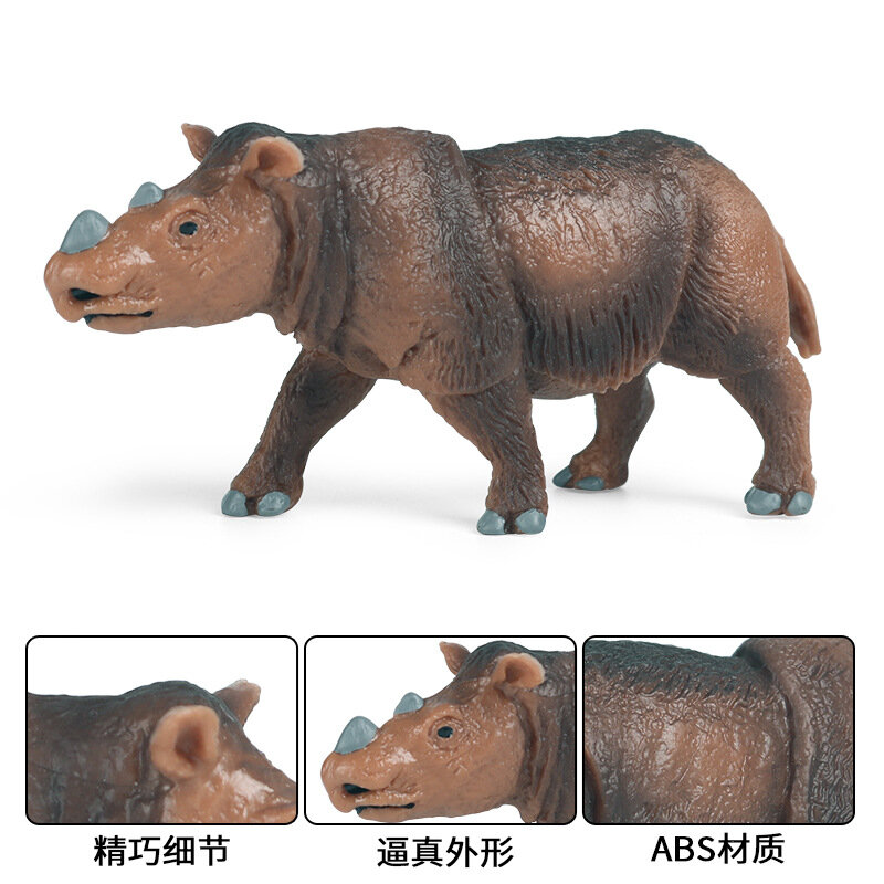 Rinoceronte estático de modelo de animal salvaje sólida para niños, modelo de juguete de animal hipopótamo, adornos