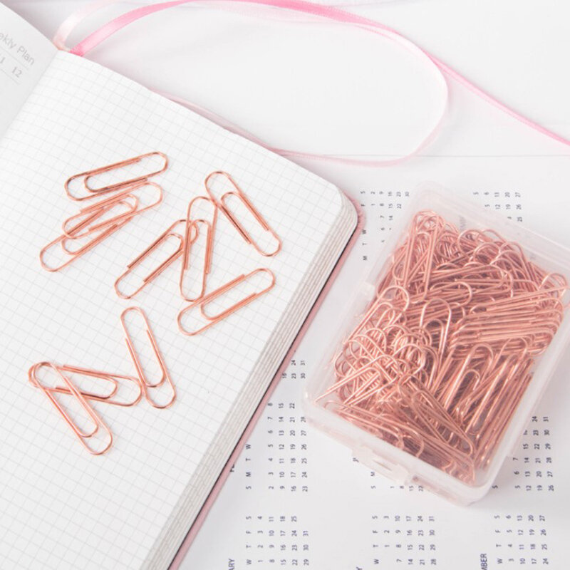 50/120pcs Mini Rose Gold Silver Note Paper Clips Decorative Gold Binder Shape Decor Stationery Supplies For Office Clips