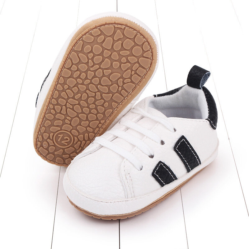 KIDSUN-Tênis de sola de borracha antiderrapante para bebês meninos e meninas, sapatos infantis para primeira caminhada, sapatos para crianças, apartamentos recém-nascidos com cadarço