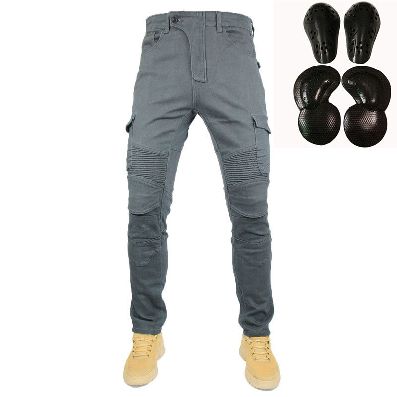 Jeans denim clássico masculino, calças zip de motocicleta, engrenagens de penas, coleção clássica, UGB06, PK718, PK719