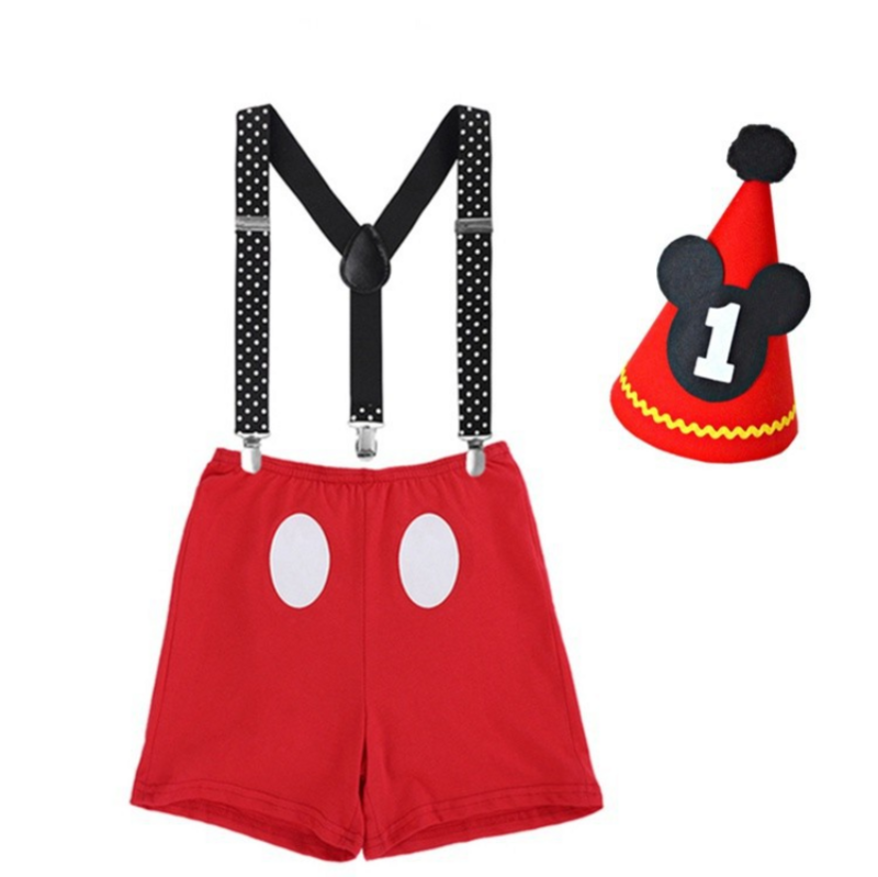 เสื้อผ้าเด็กทารกเค้ก Smash Mickey Theme ชุด3Pcs สำหรับ First Birthday Party ปาร์ตี้อุปกรณ์ประกอบฉากการถ่ายภาพพิธี Playwear