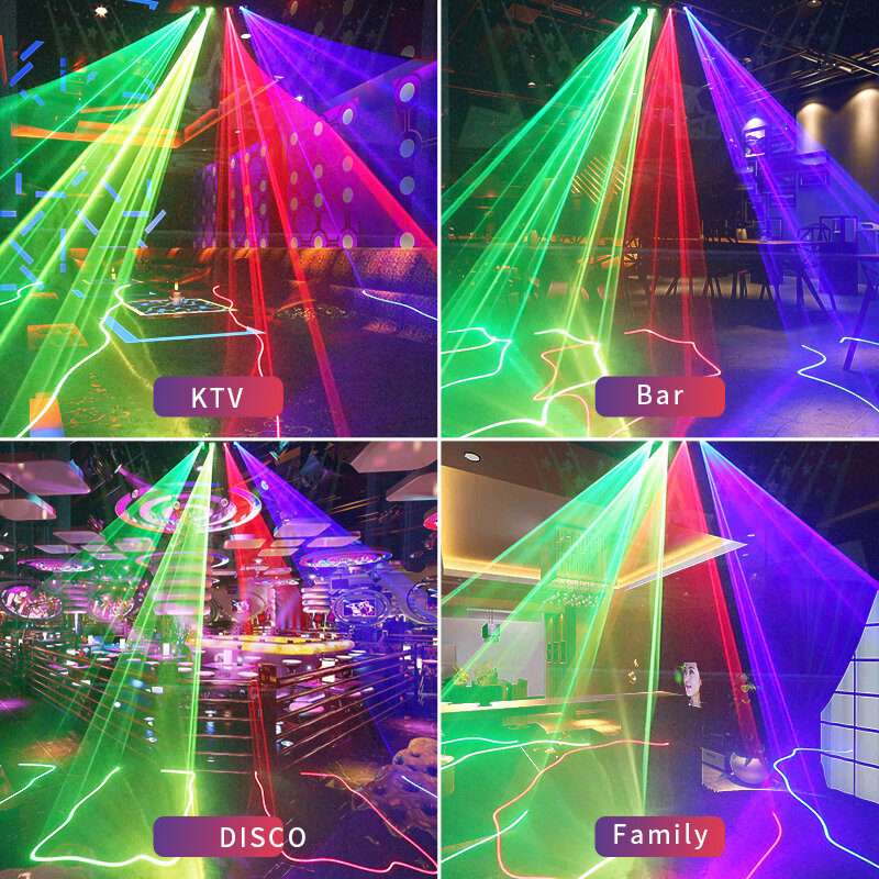 Inteligente Voice Control Laser Lights, Luz de Palco, Disco, DJ, Laser Lights para Venda, Casamento, Boate, Festa, 4 Lens