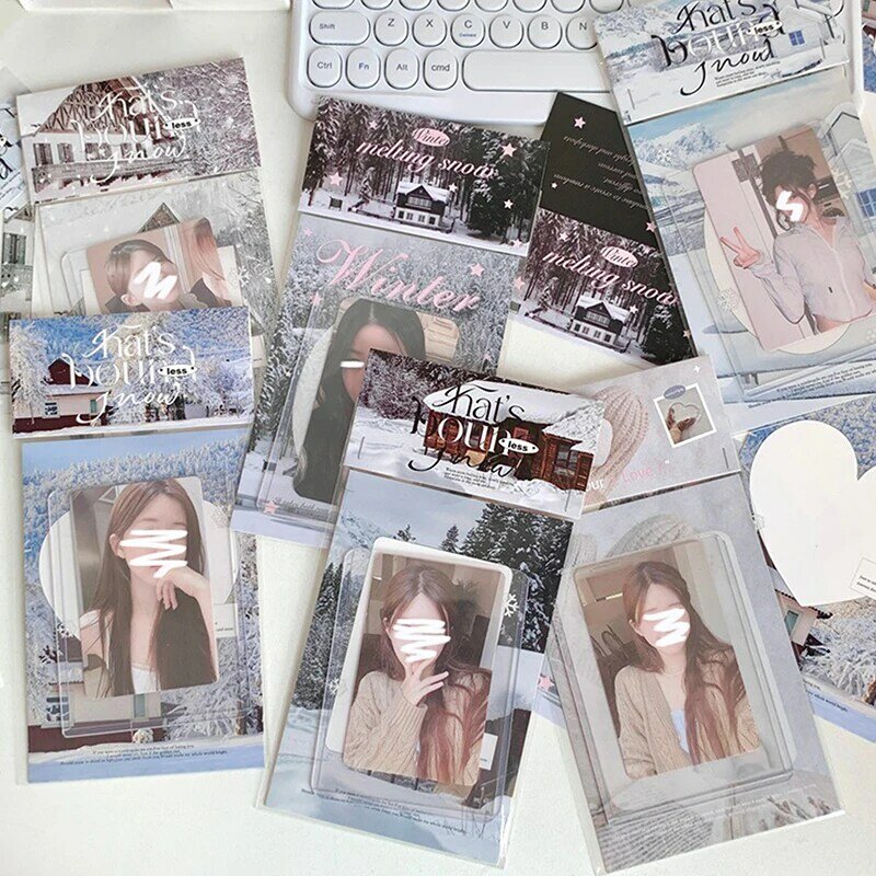 10Set INS kartu kertas kepala kembali Kpop, pemegang Photocard kemasan bahan hadiah DIY foto idola kartu kecil dekorasi