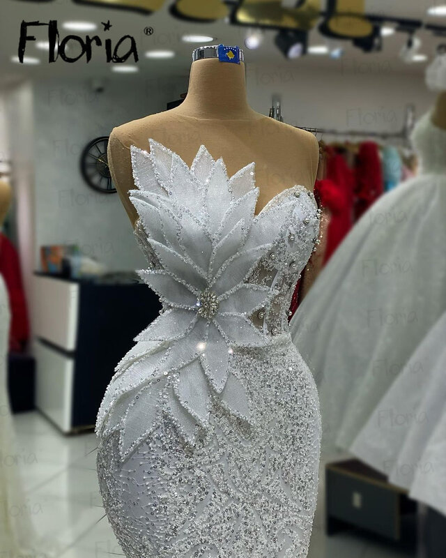 2023 New Fashion Evening Dress Arabic Mermaid Beaded Bride Pageant Party Gowns for Wedding Vestidos De Novias Sencllos Yelegante