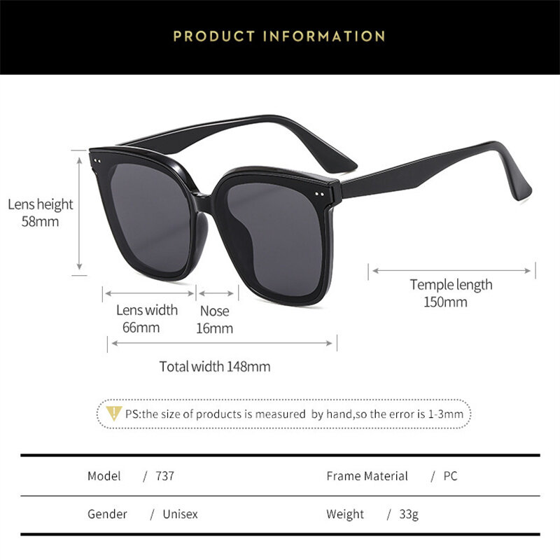 Kacamata hitam persegi pria wanita, kacamata hitam mata kucing desain merek mewah GM Pria UV400 dengan kotak
