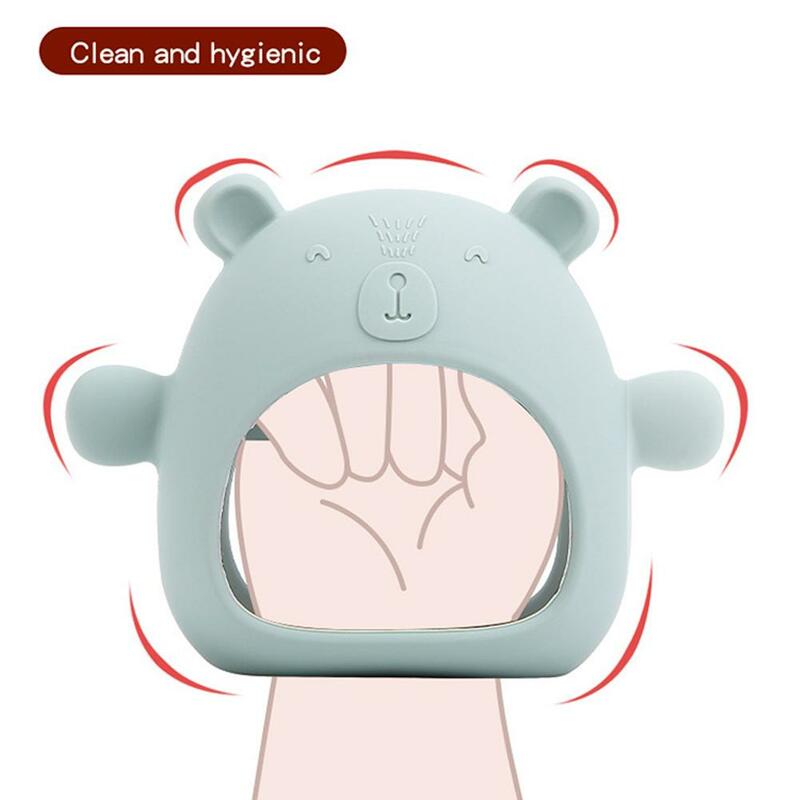 Baby Silikon Beißring Spielzeug mit Griff Kinder Beiß spielzeug Baby Zahnpflege Sicherheits materialien Zahnfleisch Anti-Essen Hand Backenzahn Stick