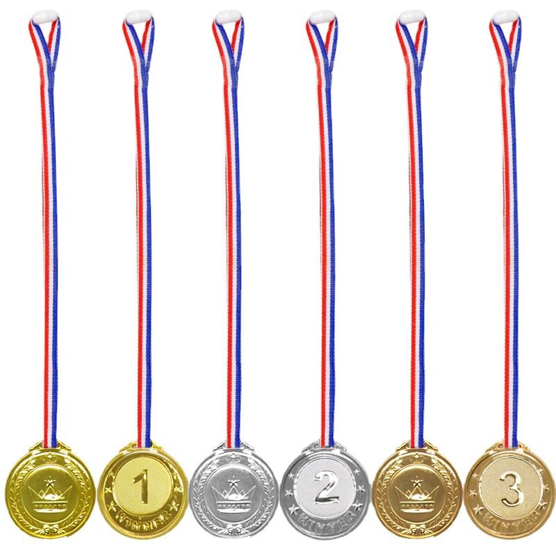 Medaglie di plastica 123 per bambini tag giocattoli corona d'oro Digital Sports Champion Reward Card Toy puntelli