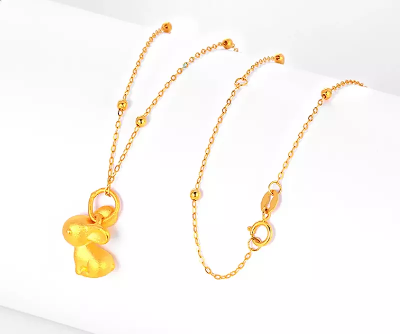 1 szt. Złota biżuteria dla dziewczynek serce 3D twardy złoty wisiorek drobny twardy złoty królik tylko wisiorek 0.7-0.9g