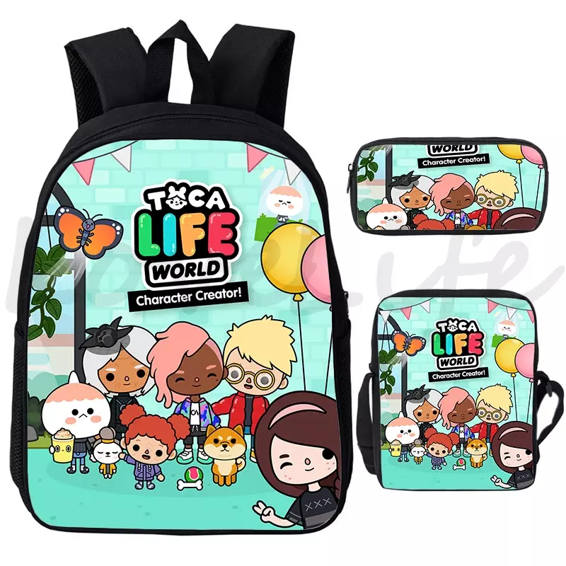 New Toca Boca Life World Backpack kids boys 3Pcs/set Anime Bag Bookbag Mochila Toca Life World Knapsack Children School Bags