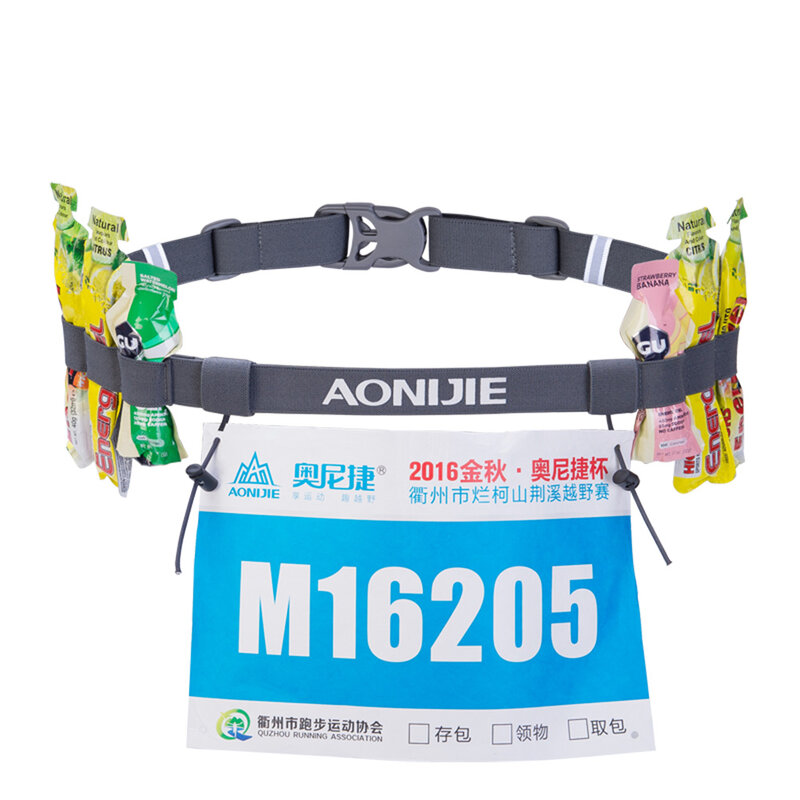 AONIJIE Unisex E4076 Rennen Anzahl Gürtel Taille Pack Bib Halter für Triathlon Marathon Rennen Radfahren Motor mit 6 Gel loops