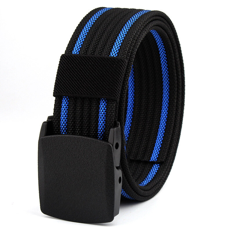 3.8cm 2022 New Woven Men's Belt Smooth Buckle Fashion Striped Outdoor Wear-resistant Canvas Belt Men Wholesale