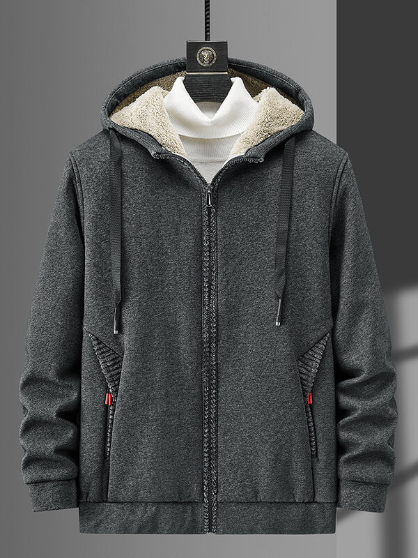 Зимняя мужская теплая куртка с карманами на молнии, теплое пальто из плотного флиса черного и серого цвета, Мужская ветровка, повседневные куртки размера плюс 6XL 7XL 8XL