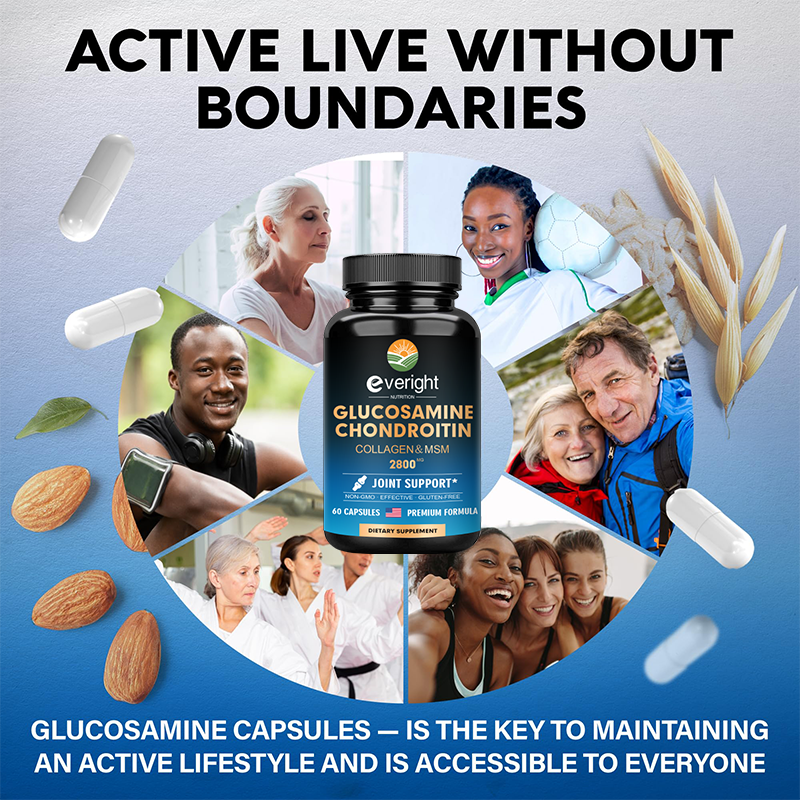 Glucosamine-Supplément de soutien immunitaire anticontinuité pour adultes, Capsules extra fortes, Chonlevitin, Soutien articulaire, 1600 mg, 800 mg