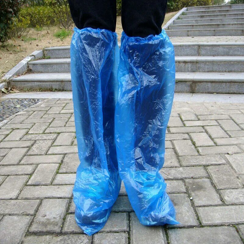 30คู่ผ้าคลุมรองเท้าลุยฝนพลาสติกหนากันน้ำแบบใช้แล้วทิ้งสำหรับผู้หญิงผู้ชาย