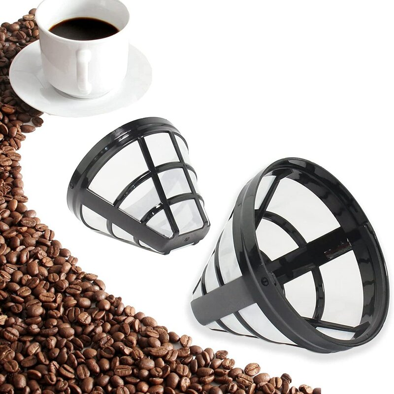 2 pak No.4 dapat digunakan kembali pembuat kopi keranjang Filter untuk Cuisinart Ninja Filter cocok untuk sebagian besar 8-12 cangkir keranjang mesin kopi tetes
