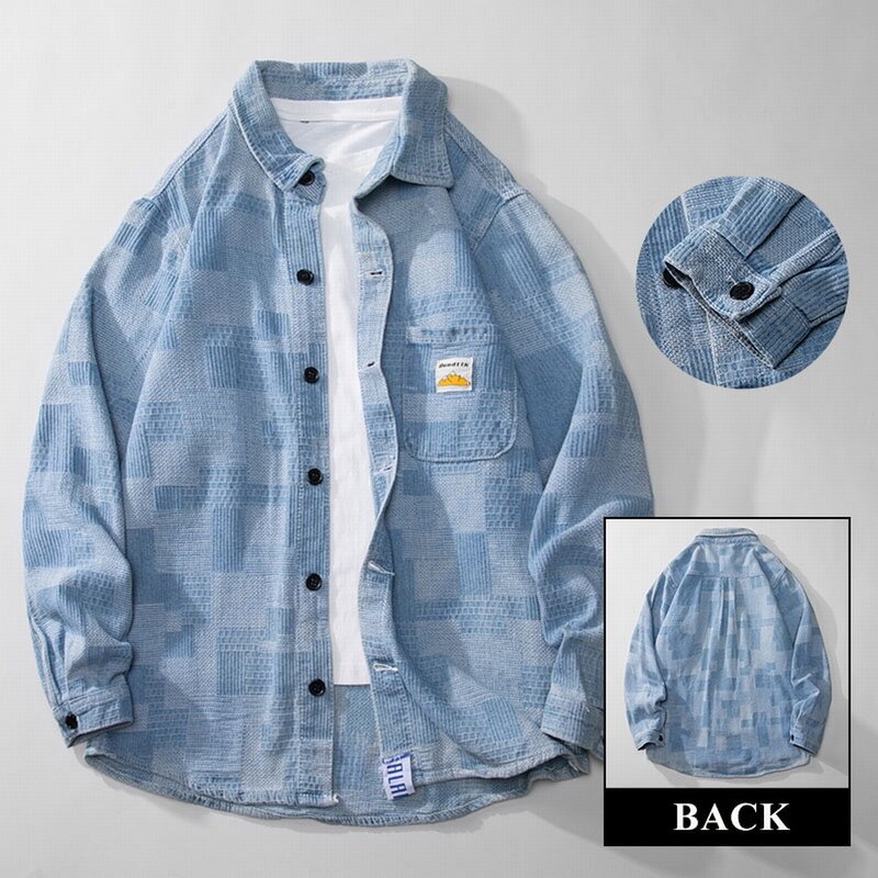 Vintage Denim Jacket Men Y2k Wash Cotton Jacquard Blue Jaqueta Jeans Streetwear Single Breasted Chaquetas Hombre Masculina Coats