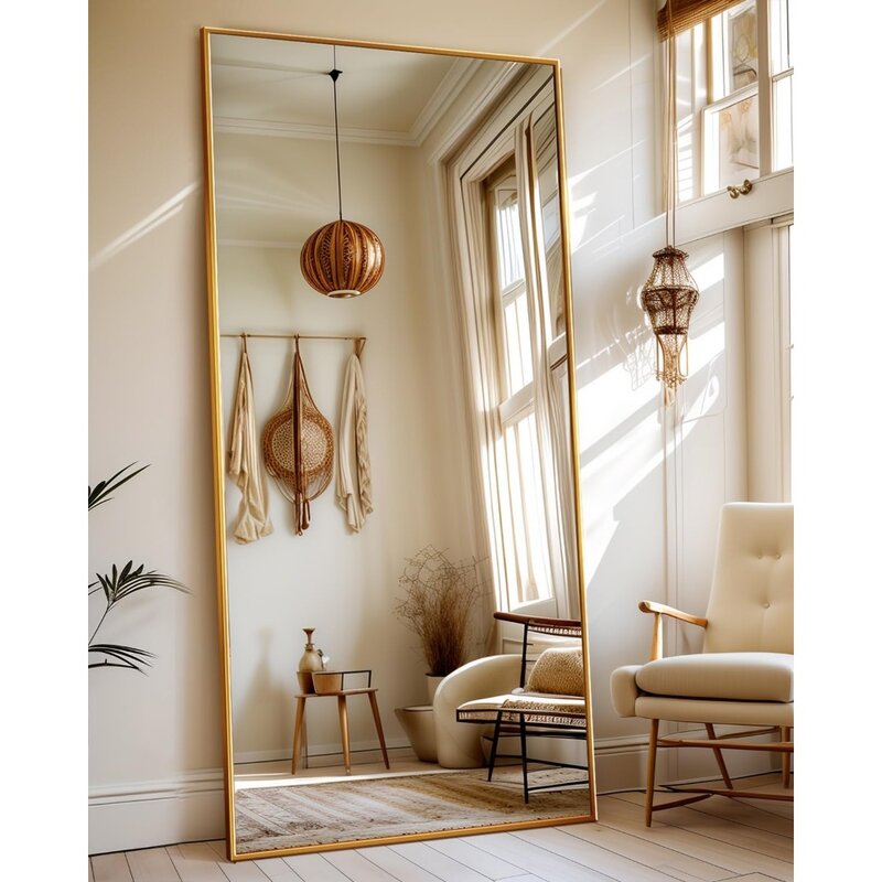 Floor Mirror Full Length, Full Length Mirror with Stand, Bedroom Floor Body Mirror with Stand, Large Gold Mirror, Floor Mirrors