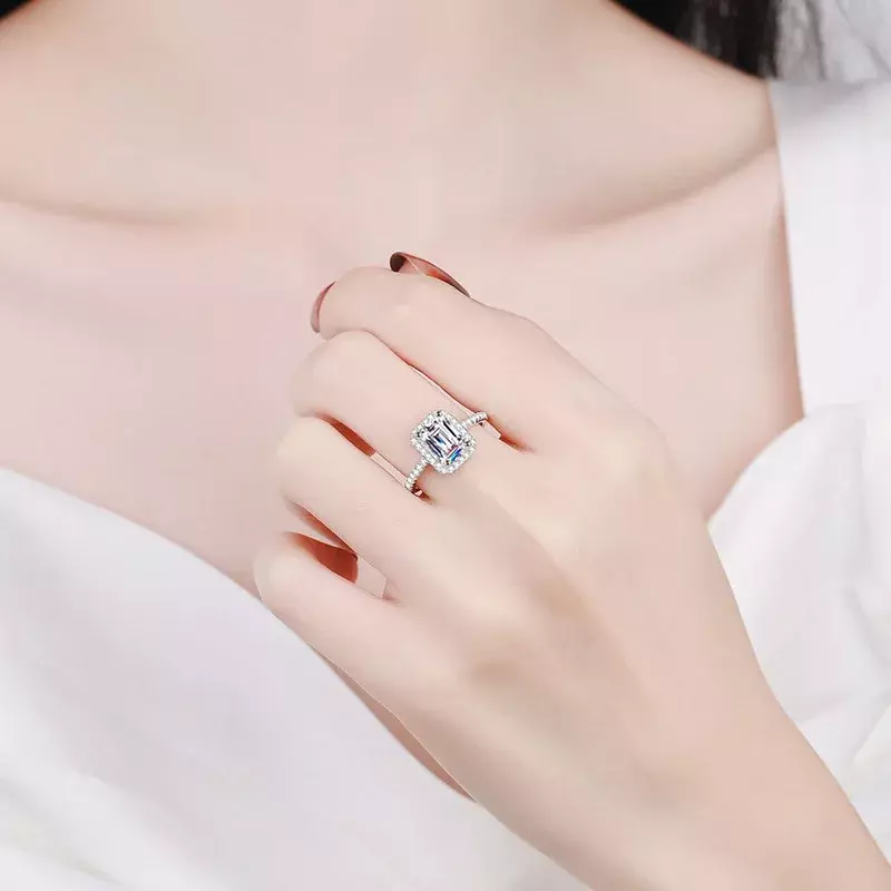 الماس المويسانيتي الفضي الإسترليني للنساء ، مجوهرات الزفاف الراقية ، لون D ، 1CT 2CT ، K50