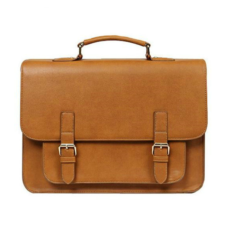 2024 New Women British Leather Handbag Business Briefcase Men 13.3" Laptop Bag Leather Schoolbag Male Shoulder Bag Textbook Bags