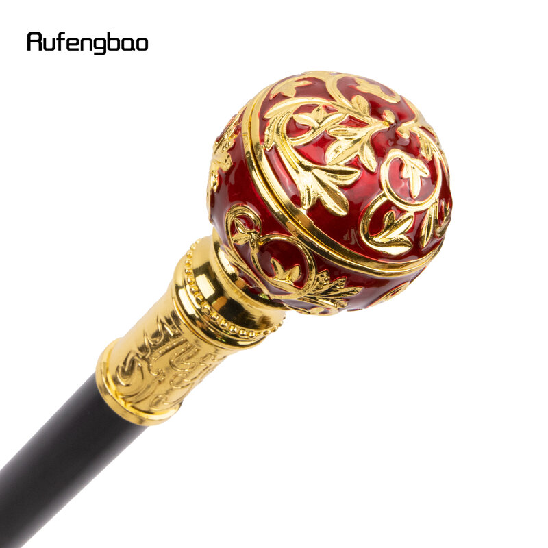 Golden Red Ball Walking Stick Decorative Vampire Cospaly Vintage Party Fashionable Walking Cane Halloween Crosier 93cm