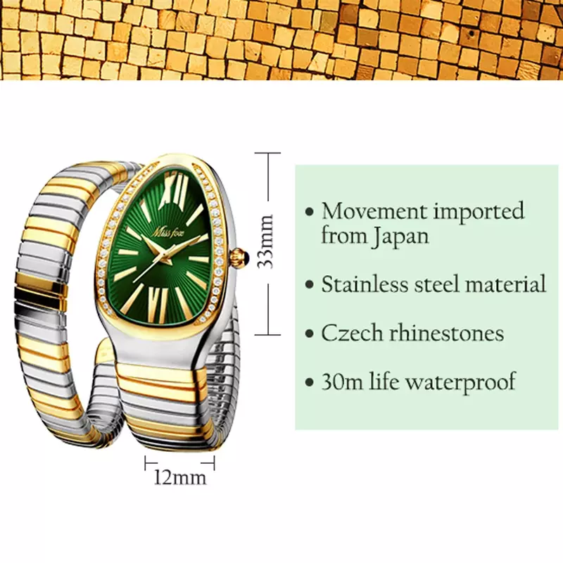 Classic Snake Shape Watch For Women Gold Silver Scaleable Bracelet Womens Watches Bling Diamonds Quartz Ladies Wristwatch