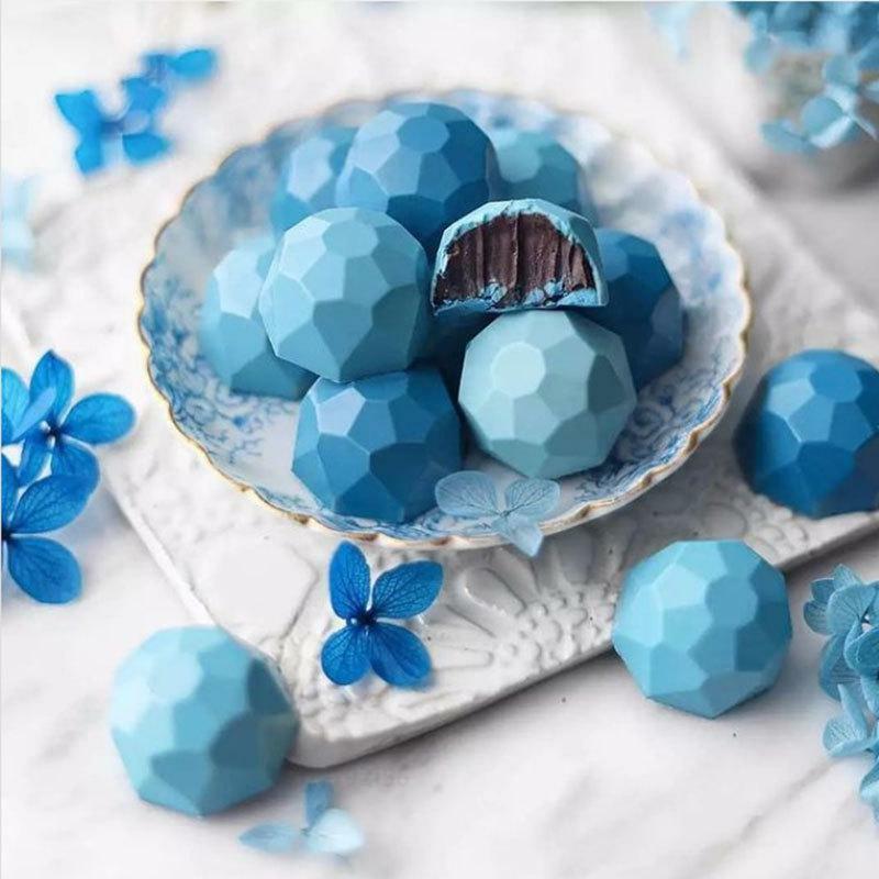 6 Cavity Gem Jewel Silicone Chocolate Baking Mold Geometric Diamond Mousse Cake Candy Ice Cube Mold Sabão Vela Fazendo Ferramenta DIY