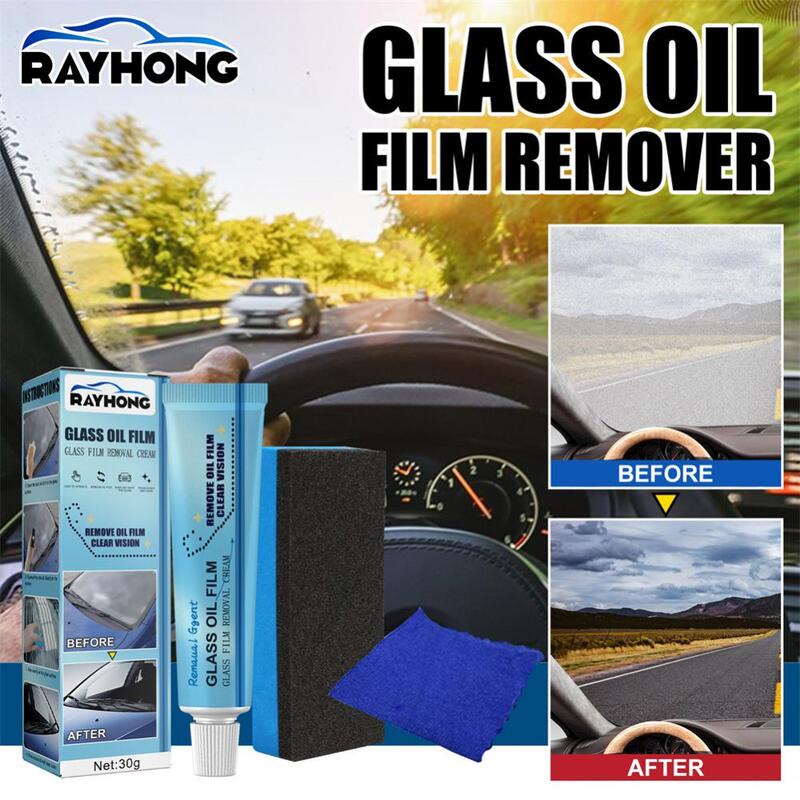 1 ~ 7PCS 30g Car Glass Oil Film Remover pellicola di vetro agente detergente per lucidatura parabrezza vetro liquido per la pulizia delle finestre con spugna