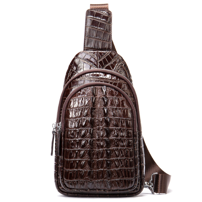 Men's Chest Bag Crocodile Pattern Tail Fin Multifunctional Shoulder Crossbody Bag