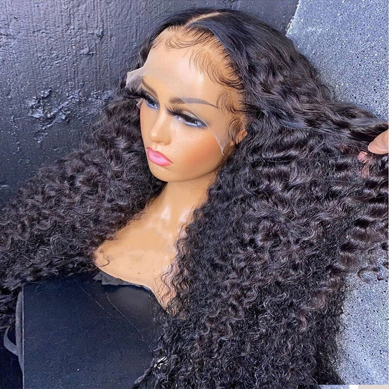 Curly Water Wave Full 13x4 Hd Transparent Lace Front Human Hair Wigs 30 40 Inch Human Hair Wig For Women Deep Wave Frontal Wig