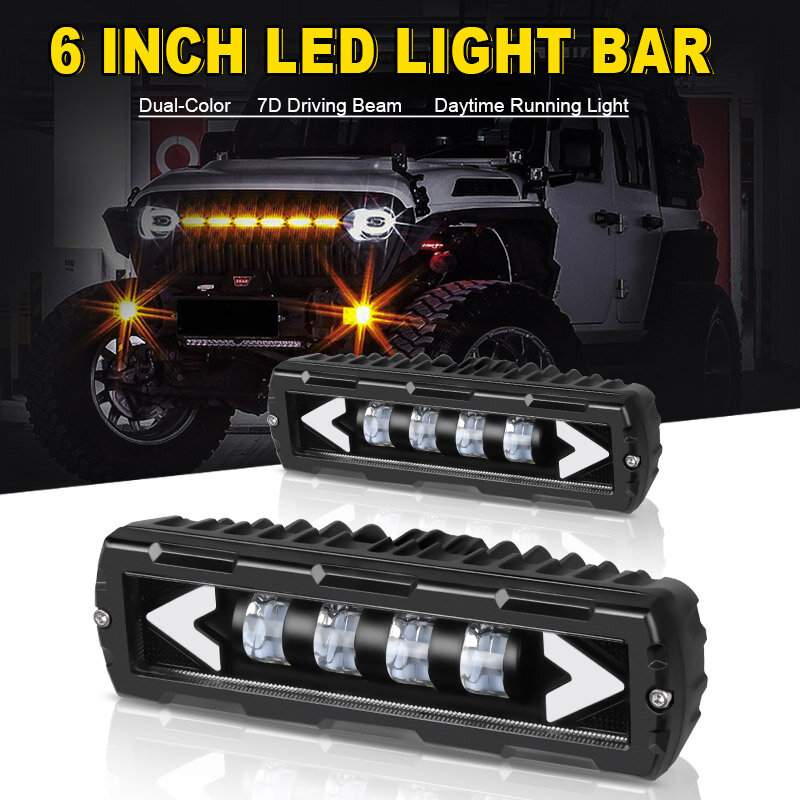 Barra de luz de trabajo para coche, Luz antiniebla de 6 pulgadas con lente 7D, para conducción todoterreno, para motocicleta, 4X4, ATV, SUV, camión